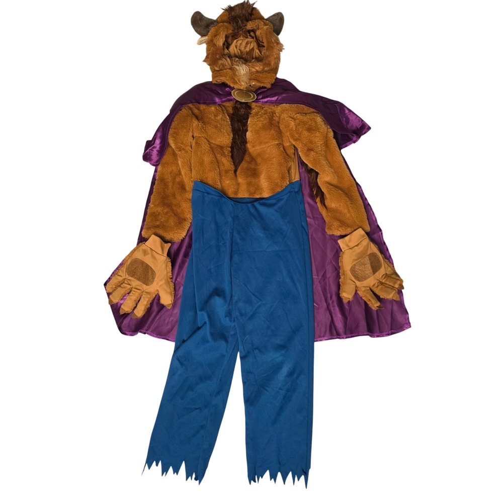 Disney Costume Boys 7/8 Brown Beast Beauty and the Beast Faux Fur Cape Gloves